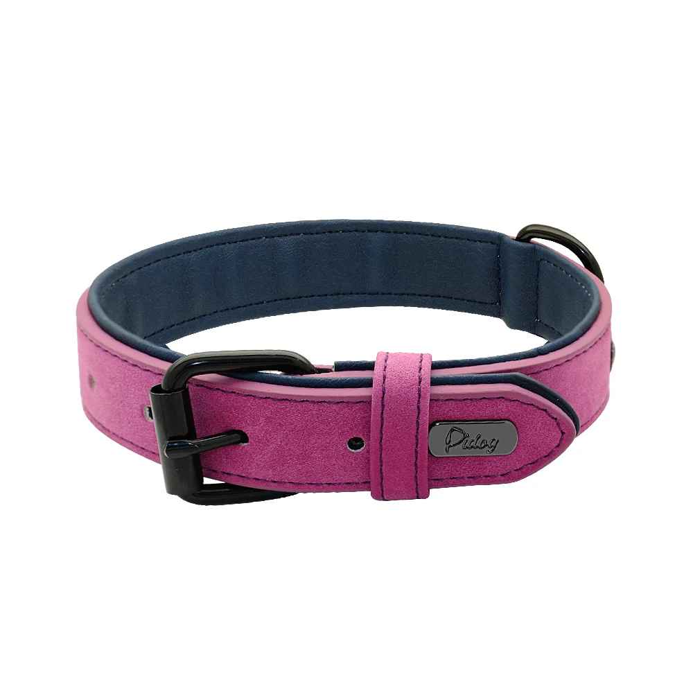 collier chien cuir bordeau
