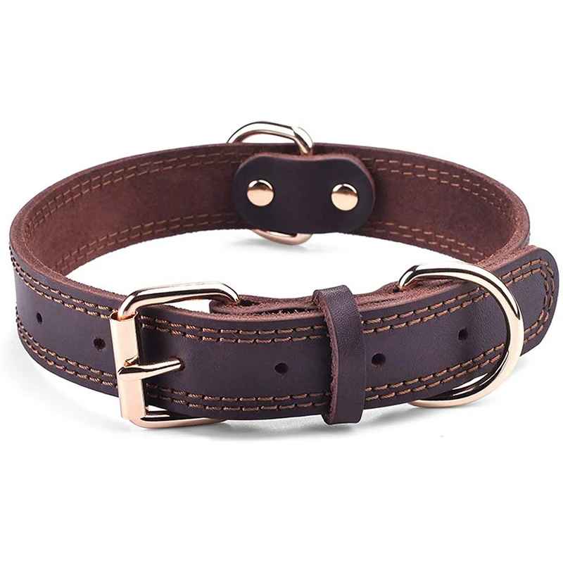 collier chien cuirveritable Marron