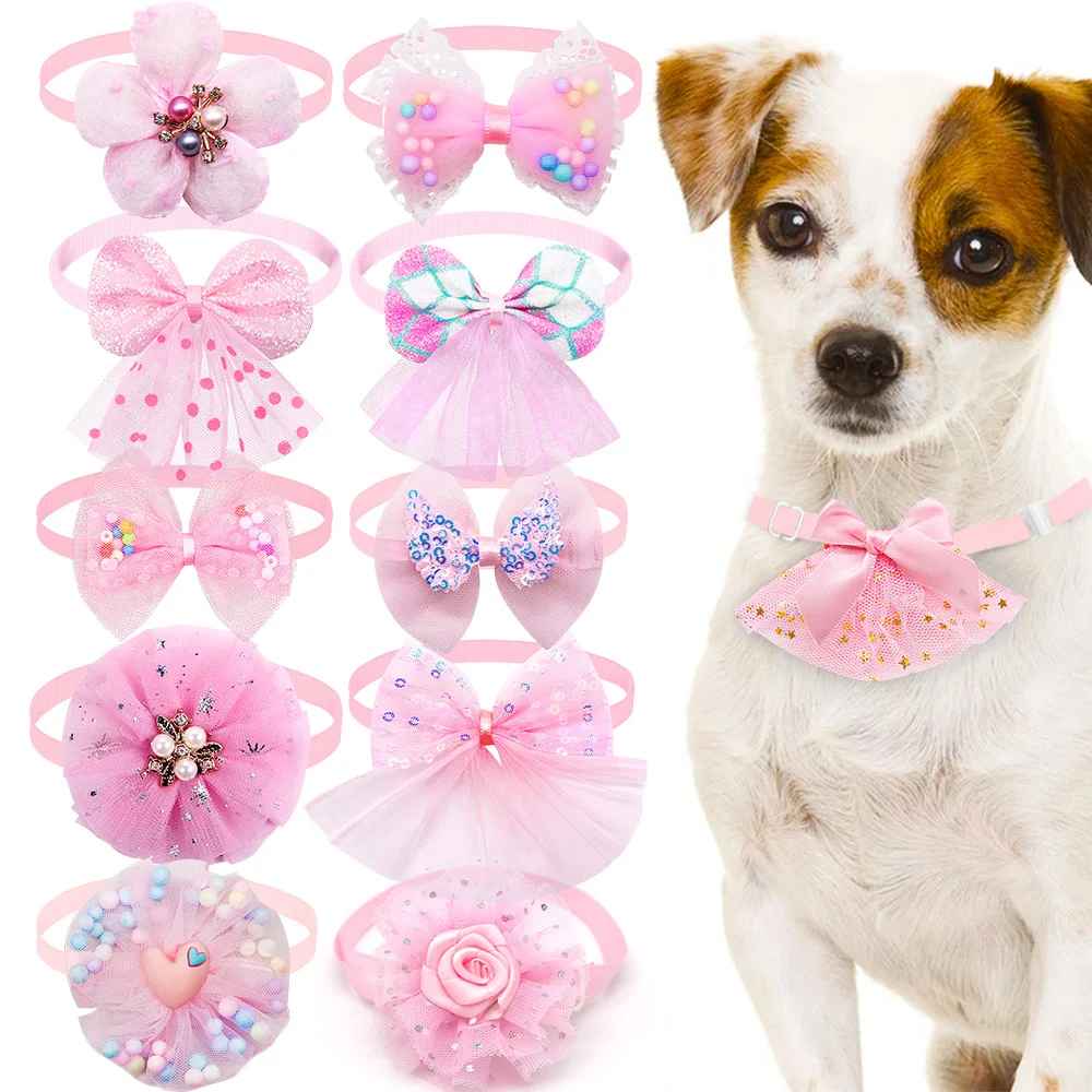 collier chien elegancefestive rose