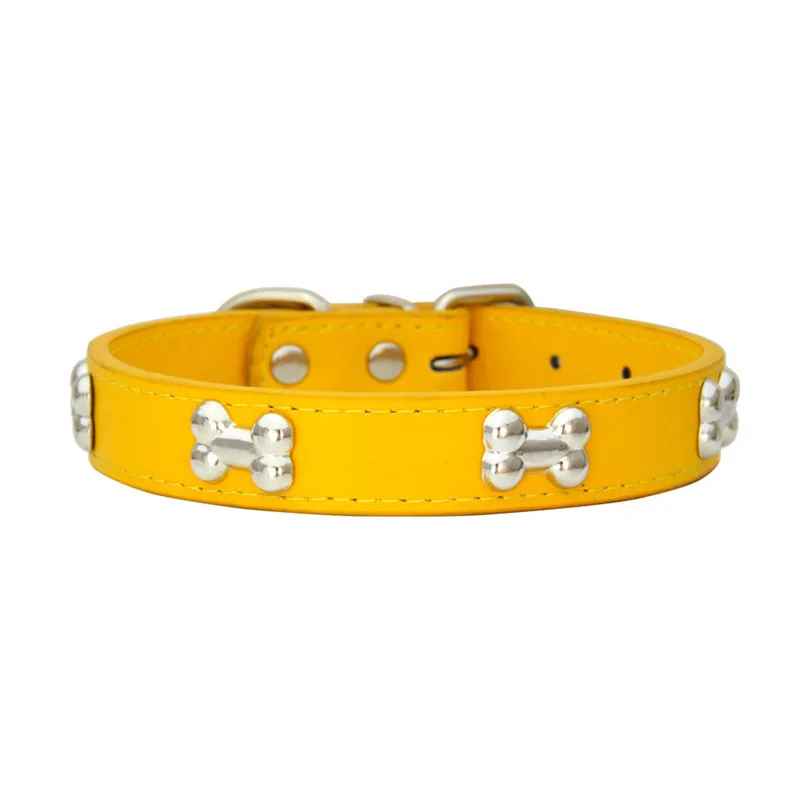 collier chien elgancecuir jaune