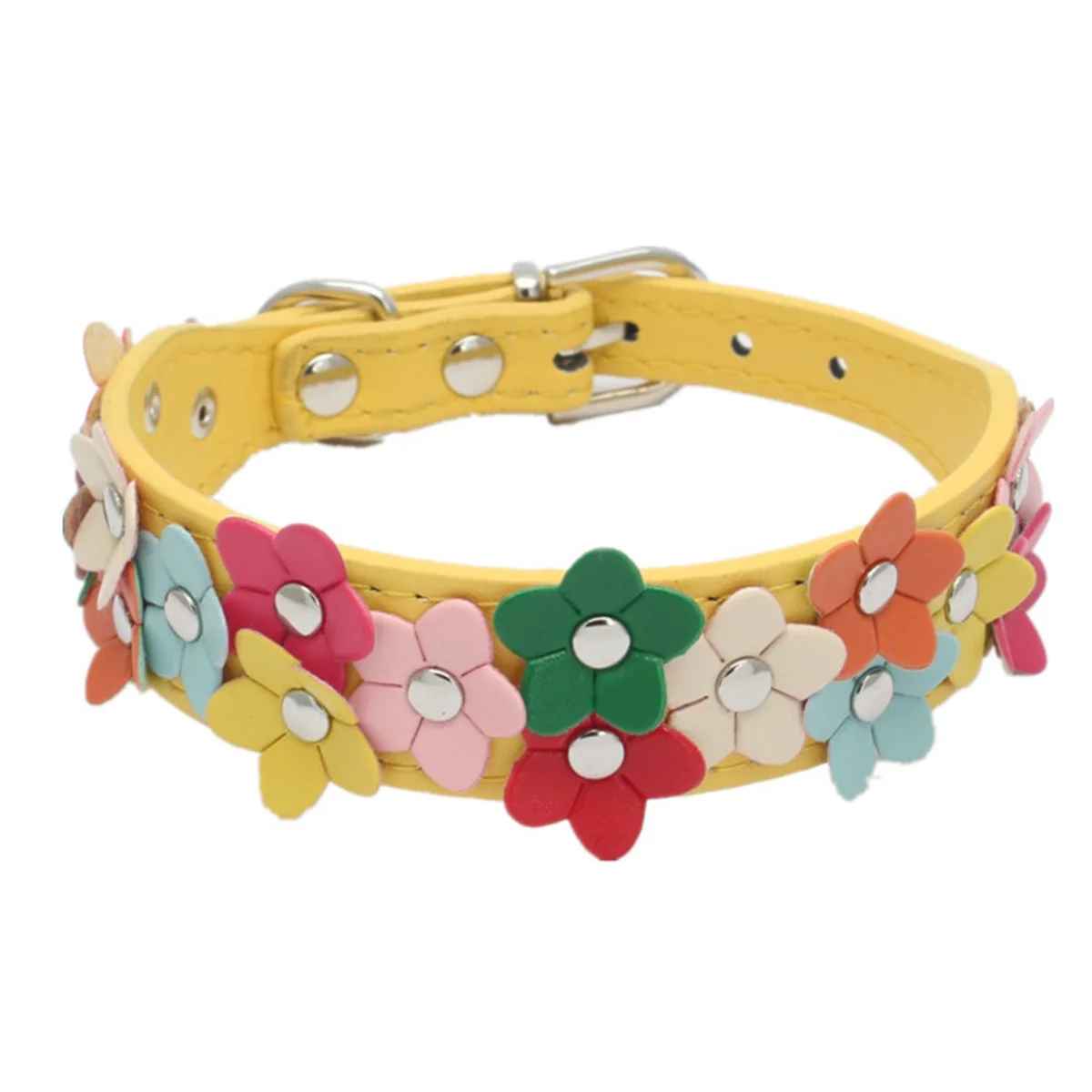 collier pour chien fleurie jaune