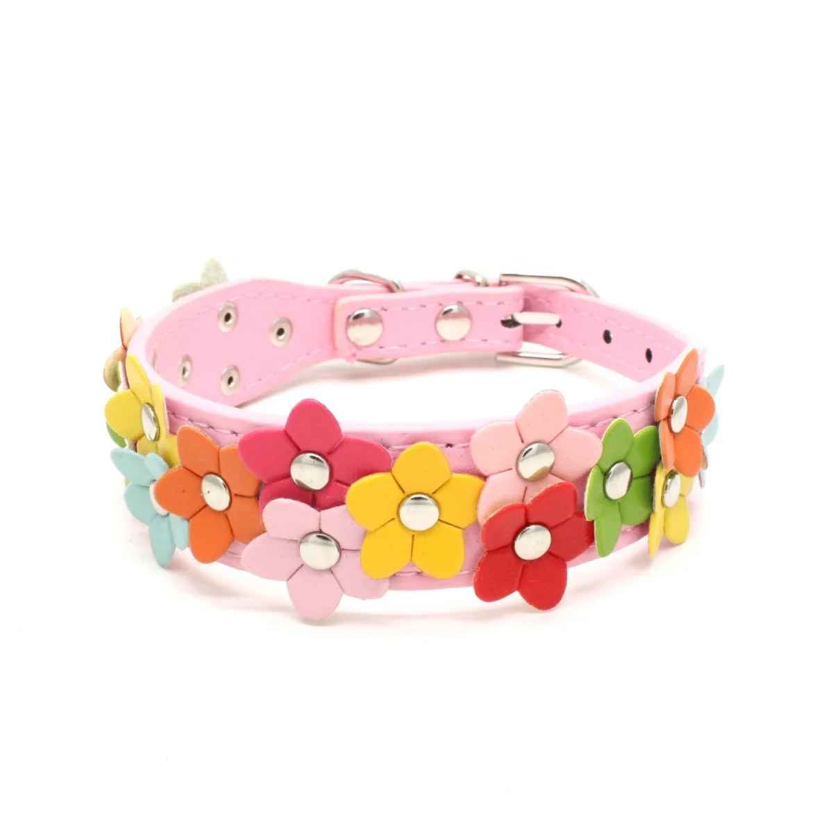 collier pour chien fleurie rose