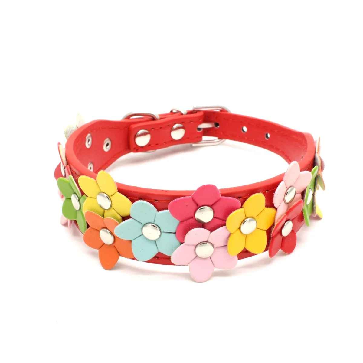 collier pour chien fleurie rouge