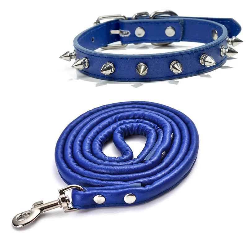 collier pour chien rockstyle bleu laisse