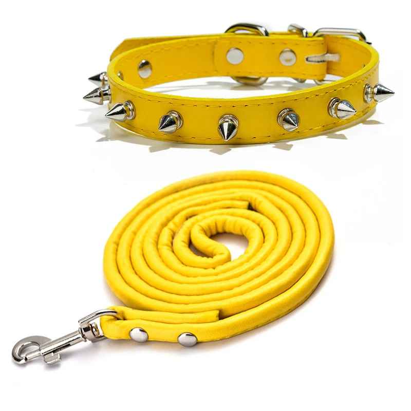 collier pour chien rockstyle jaune laisse