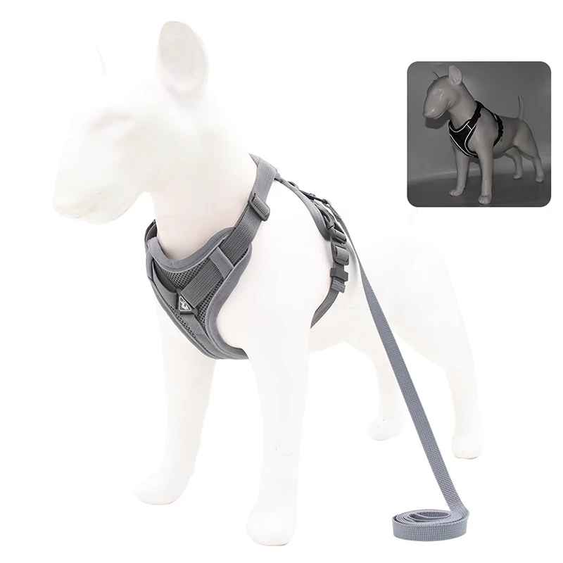harnais anti traction chien confort gris