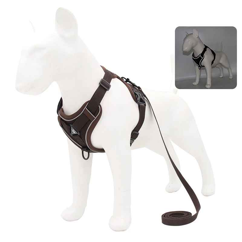 harnais anti traction chien confort marron