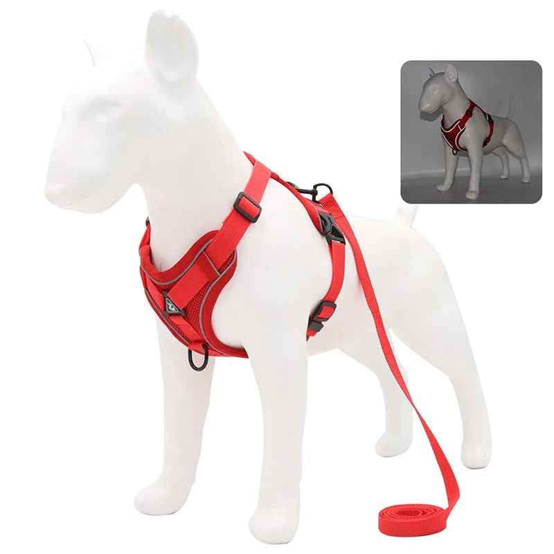 harnais anti traction chien confort rouge