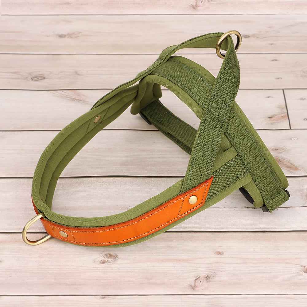 harnais chien anti traction-ergonomique bleu vert militaire