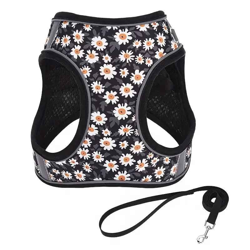 harnais petit chien floral confort noir