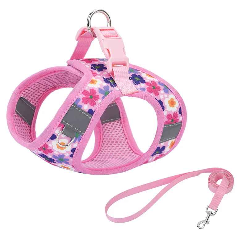 harnais petit chien floral confort rose