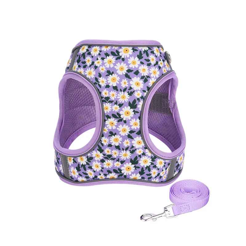 harnais petit chien floral confort violet