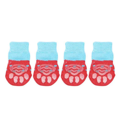 chaussette pour chien pawsecur rouge bleu