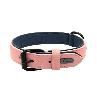 collier chien cuir rose
