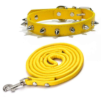 collier pour chien rockstyle jaune laisse