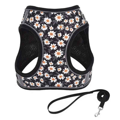 harnais petit chien floral confort noir
