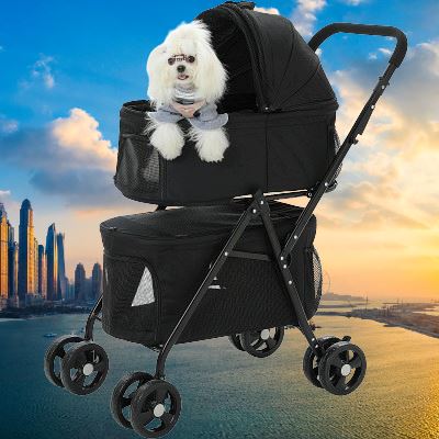 Poussette pour Chien - PetStroller™ - Noir - Elégance Toutou