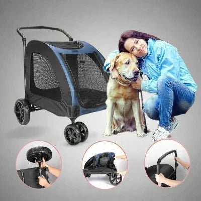 Poussette pour Chien - StrollyPet™ - Bleu - Elégance Toutou