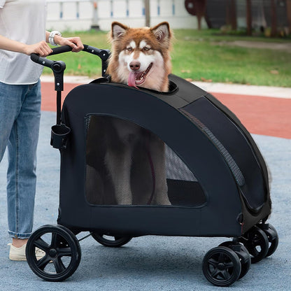 Poussette pour Chien - StrollyPet™ - Noir - Elégance Toutou