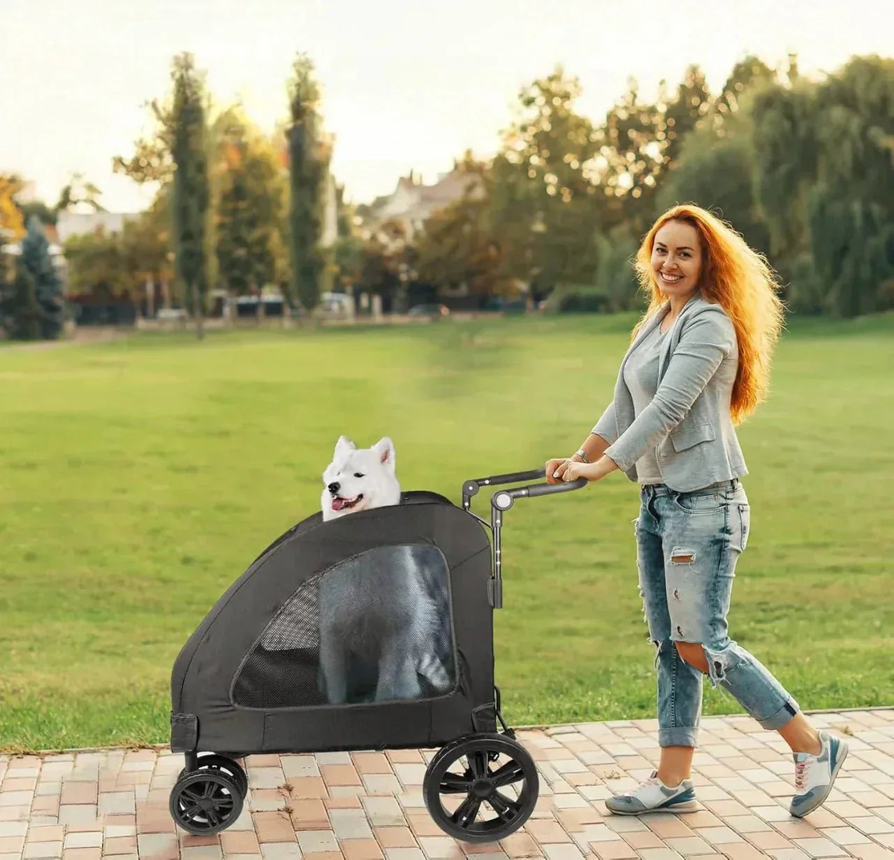Poussette pour Chien - StrollyPet™ - Noir - Elégance Toutou